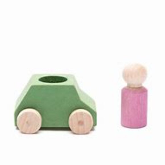 NWT Lubulona Wooden Car & Peg Person - Mint - Picture 2 of 2